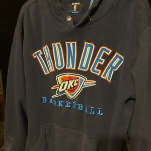 Oklahoma City Thunder NBA Hoodie Blue w Stitched Letters and Patches Adult M